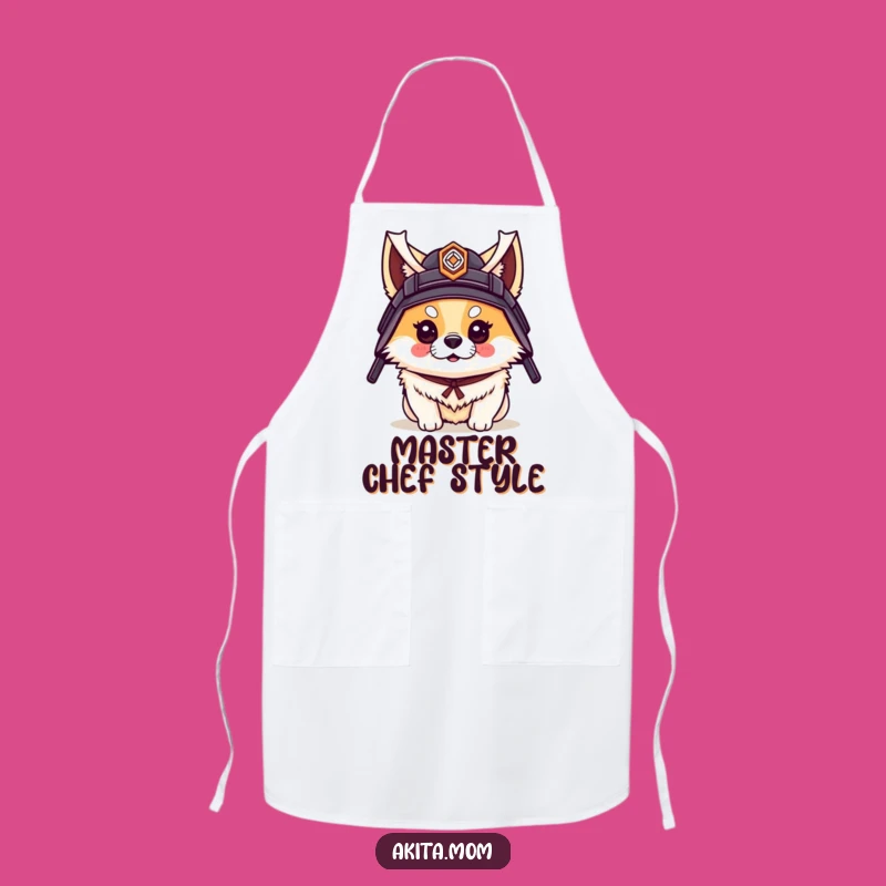 Funny Akita Samurai Apron: Warrior Pup Chef - Kitchen Gift