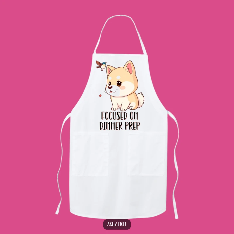 Funny Kawaii Akita Apron: Focused Dog Gaze Cooking Bib, Perfect Gift for Detail-Oriented Cooks
