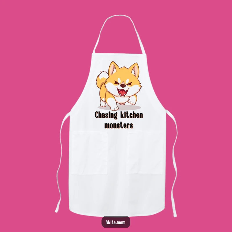 Funny Kawaii Akita Apron: Playful Pounce Chef Dog