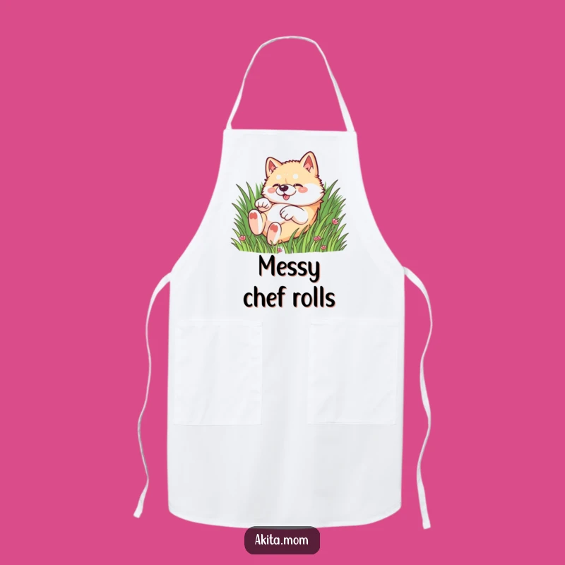 Funny Kawaii Akita Grass Apron: Cook Up Fun Outdoors