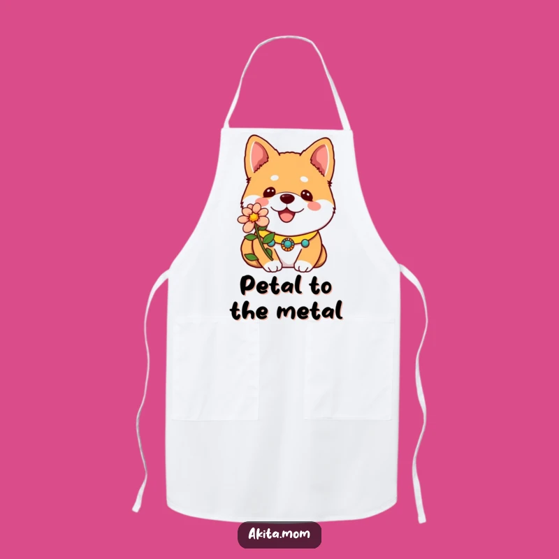 Cute Funny Kawaii Akita Flower Apron: Kitchen Dog Accessory