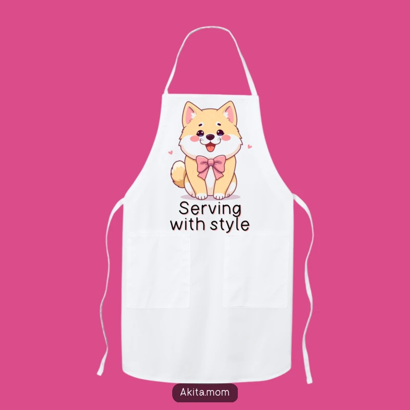 Funny Akita Apron: Bowing Chef Wear, Humorous Kitchen Gift