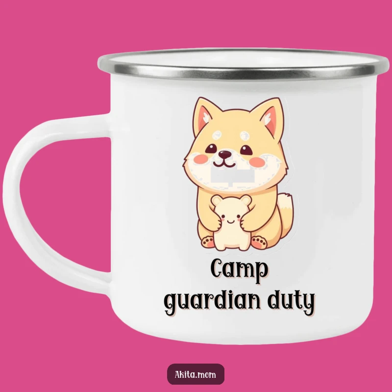 Funny Kawaii Akita Camp Mug: Guard Your Drink, Perfect Funny Gift!