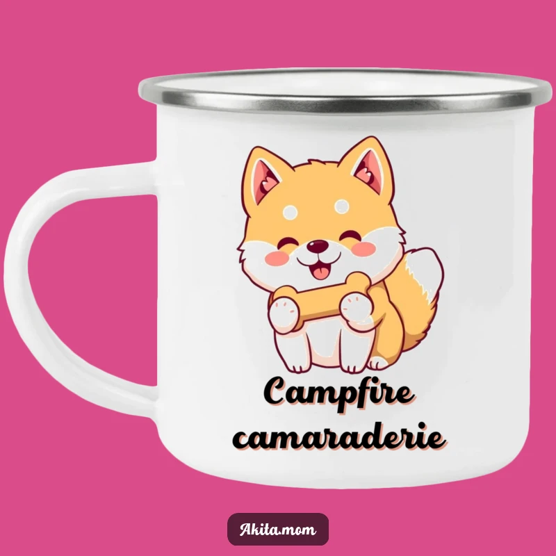 Funny Kawaii Akita Bone Camping Mug: Generous Outdoor Drinkware Gift!