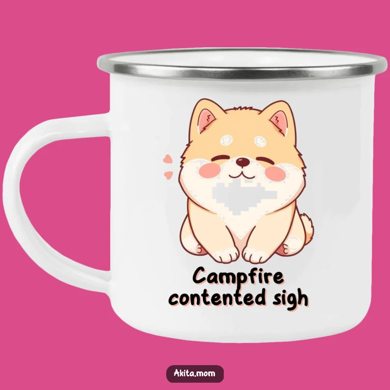 Enjoy your downtime with this funny Akita camping mug. The durable design features a relaxed Akita sighing contentedly, perfect for peaceful moments.
