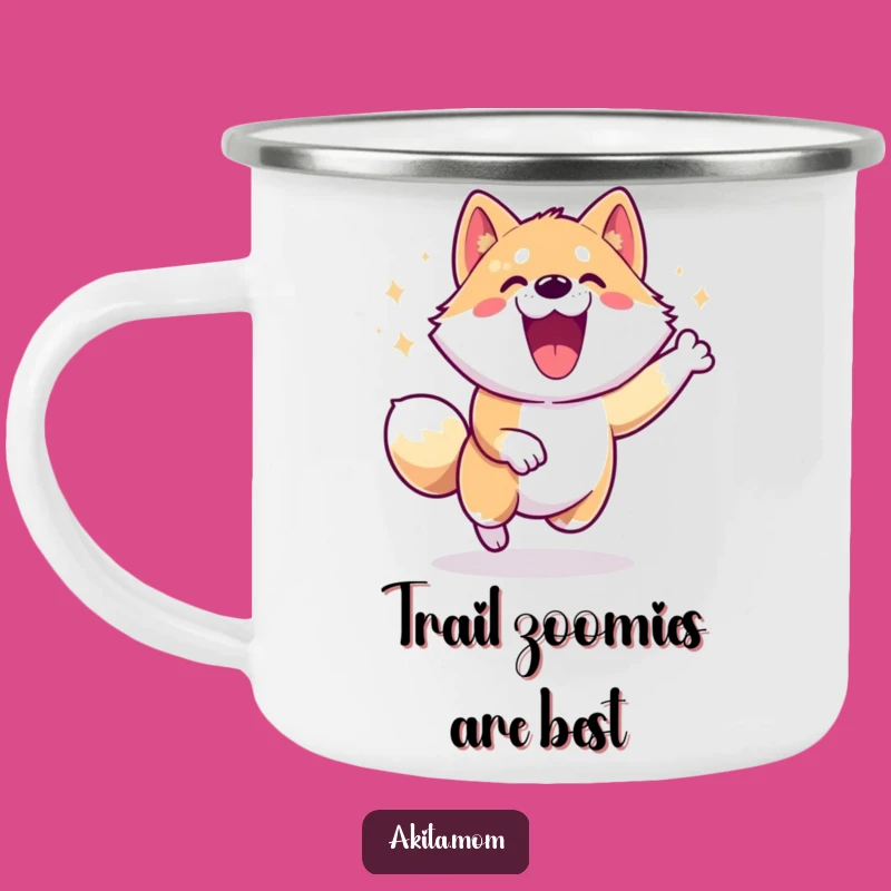 Energetic Akita Zoomie Camping Mug: Fun Outdoor Gift