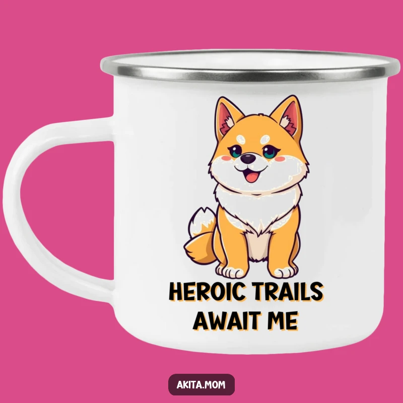 Funny Akita Hero Camping Mug: Adventure-Ready Canine Gift