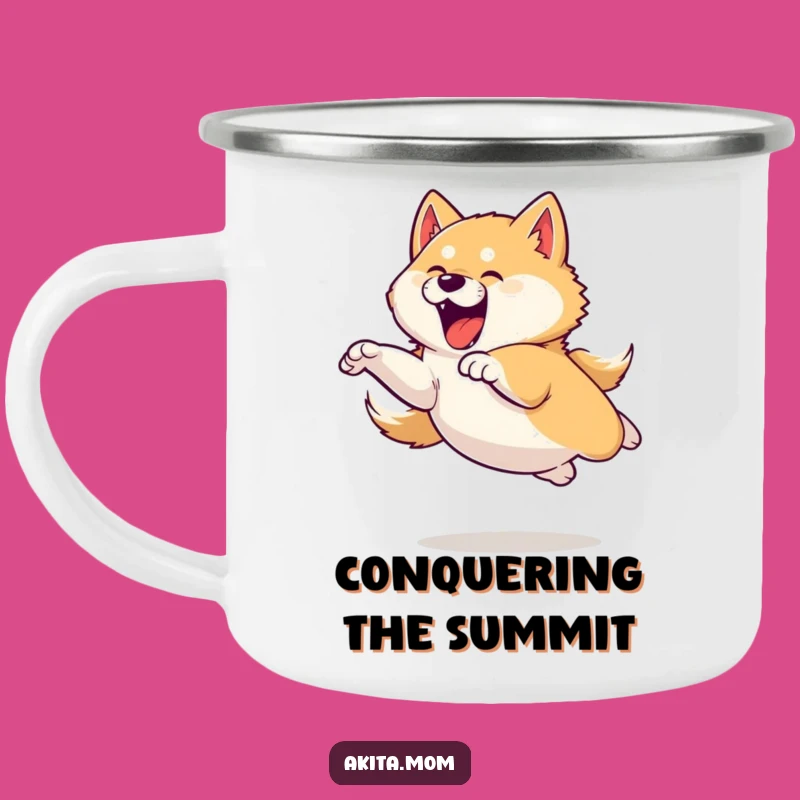 Funny Akita Leap Camping Mug: Playful Jumper - Gift
