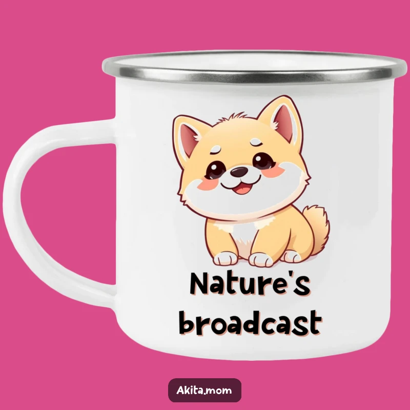 Enjoy your camp coffee with this funny Akita cub camping mug, featuring a puppy’s curious look. This durable mug is a fantastic funny gift.