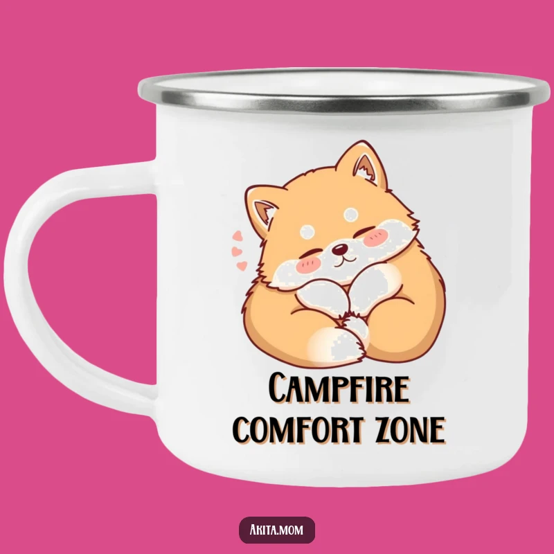 Funny Kawaii Akita Camping Mug: Content Dog Sigh Camp Cup, Perfect Gift for Campers