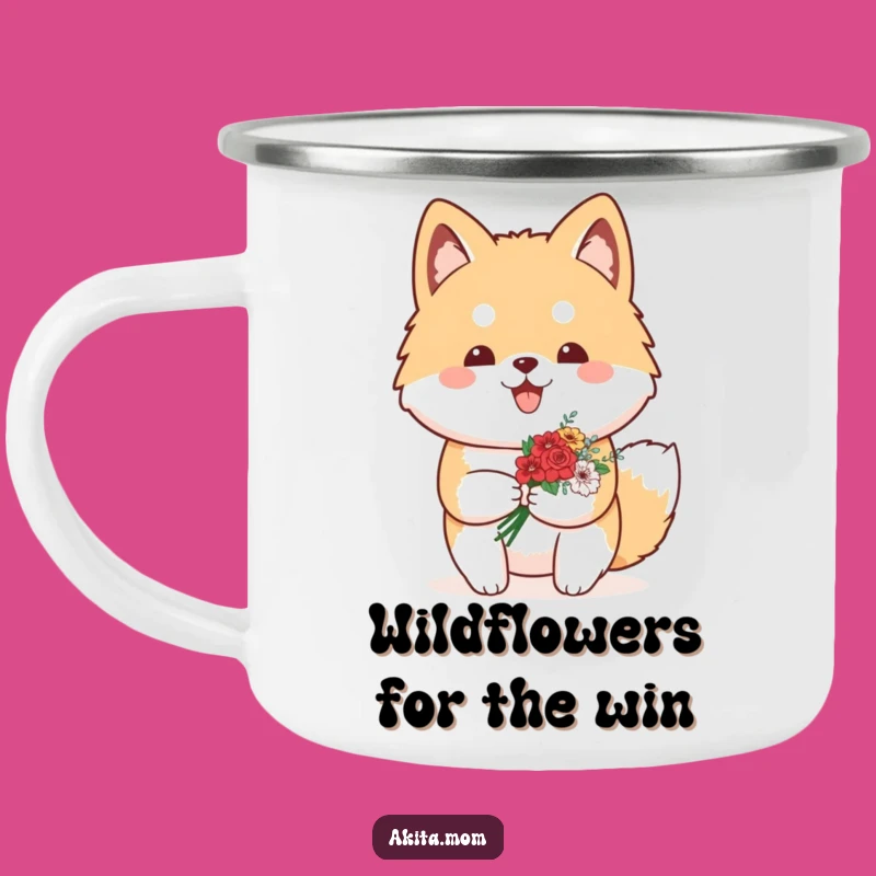 Funny Kawaii Akita Flower Camping Mug: Proud Outdoor Drinkware Gift!