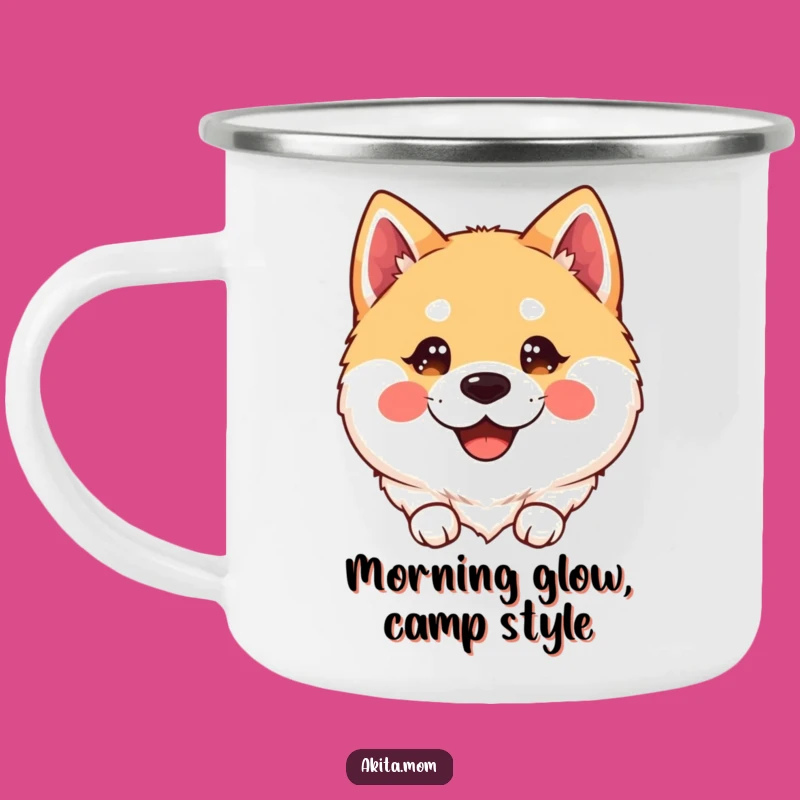 Happy Kawaii Akita Camping Mug: Cute & Funny Outdoor Gift