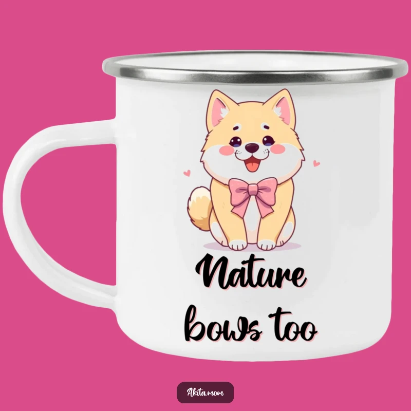 Funny Akita Camping Mug: Bowing Dog Cup, Humorous Outdoor Gift