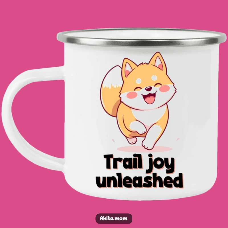 Funny Kawaii Akita Camping Mug: Joyful Dog for Outdoor Sips
