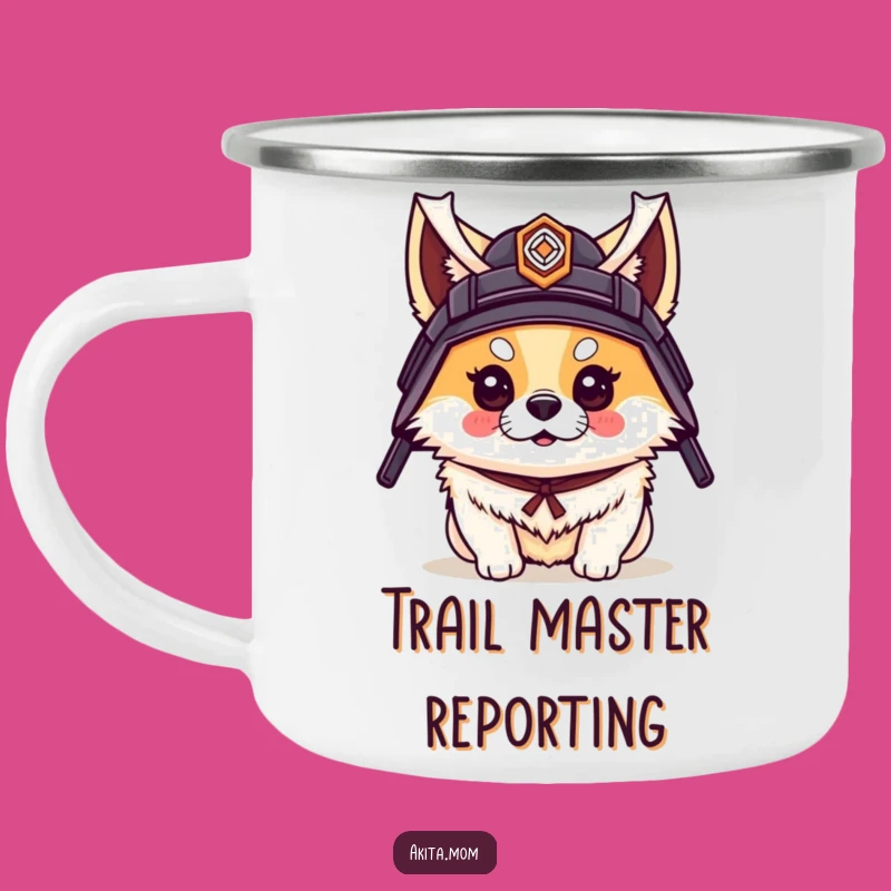 Funny Akita Samurai Camping Mug: Warrior Pup Adventure - Gift