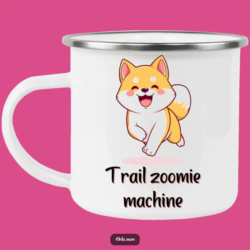 Funny Kawaii Akita Camping Mug: Energetic Trotter Cup, Outdoor Humor Gift