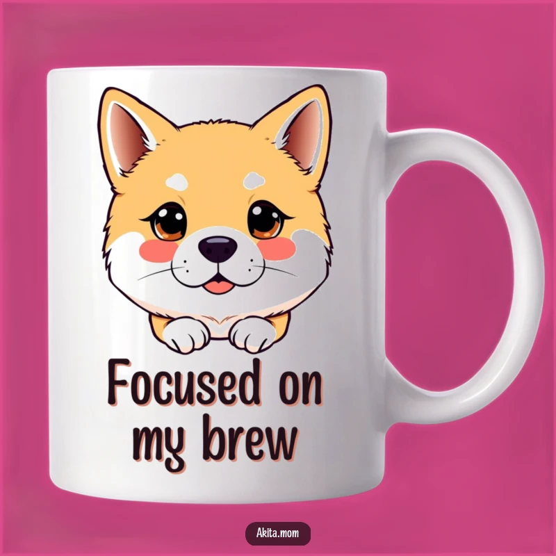 Funny Kawaii Akita Dog Attentive Gaze Mug - Bright & Humorous Gift for Alert Friends!