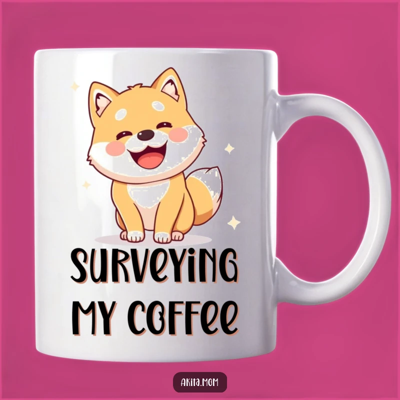 Funny Alert Akita Survey Mug: Cute Dog Humor - Perfect Gift