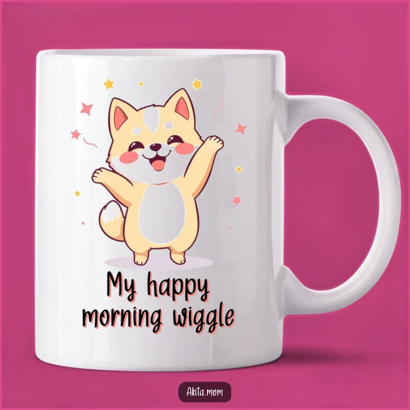 Funny Kawaii Akita Dance Mug: Adorable Akita's Joyful Celebration Perfect Gift
