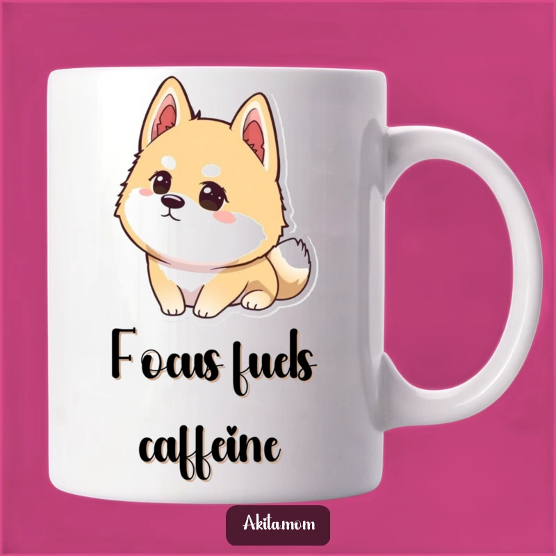 Funny Kawaii Akita Focus Mug: Concentrated Dog Art, Intense Akita Gift for Thinkers