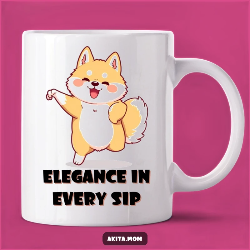 Funny Kawaii Akita Mug: Graceful Movement Dog Gift