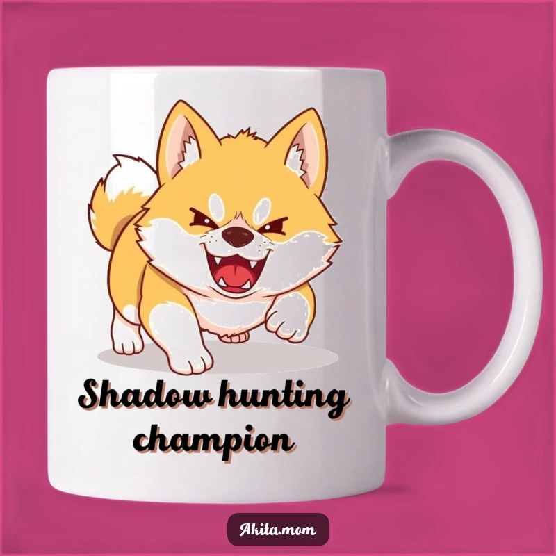 Funny Kawaii Akita Mug: Playful Pouncing Dog Gift