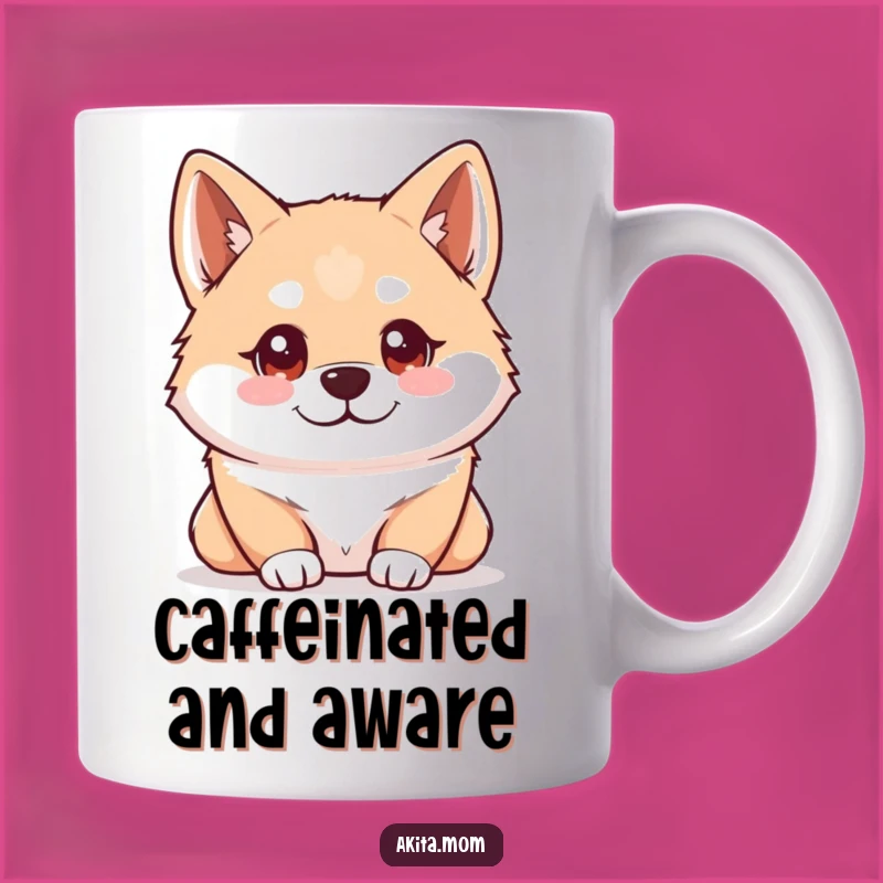 Funny Kawaii Akita Observing Mug: Smart Dog Gift for the Curious!