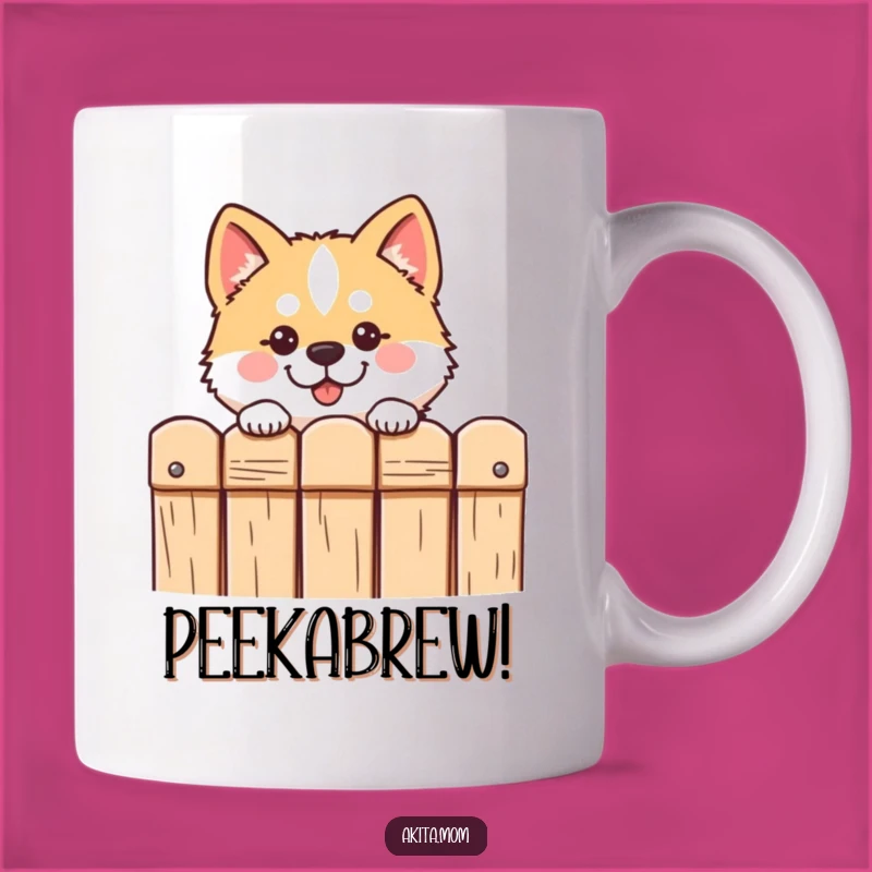 Funny Kawaii Akita Peeking Mug: Curious Dog Lover Gift for Akita Owners