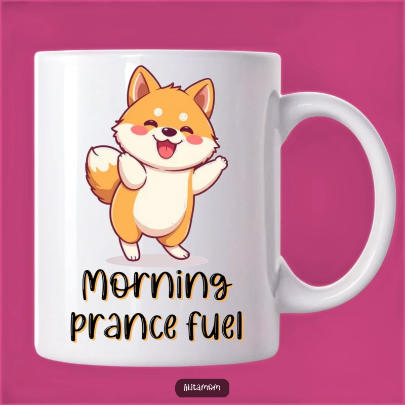 Funny Kawaii Akita Prance Mug: Adorable Dog Humor for a Spirited Start