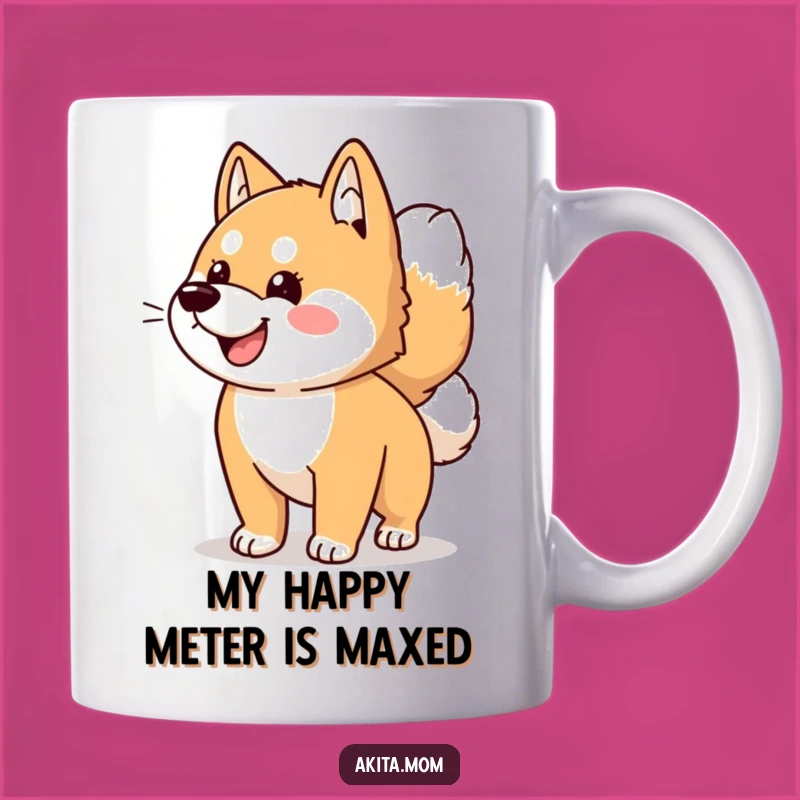 Funny Kawaii Akita Dog Wagging Tail Mug - Perfect Cheerful Gift for Dog Lovers!