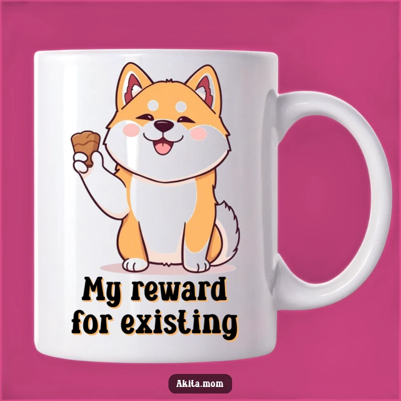 Funny Kawaii Akita Treat Mug: Adorable Dog Art, Perfect Humorous Gift for Akita Lovers