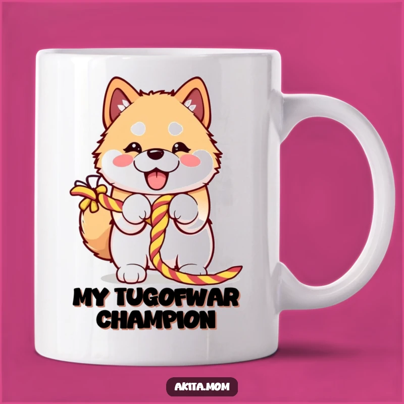 Funny Kawaii Akita Rope Tug Mug: The Ultimate Funny Gift for Dog Lovers!