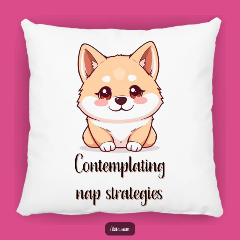 Cozy Funny Kawaii Akita Observing Pillow: Smart Accent Dog Gift!