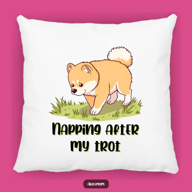 Cozy Funny Kawaii Akita Pillow: Dignified Dog Trot Cushion, Perfect Gift for Dog Lovers
