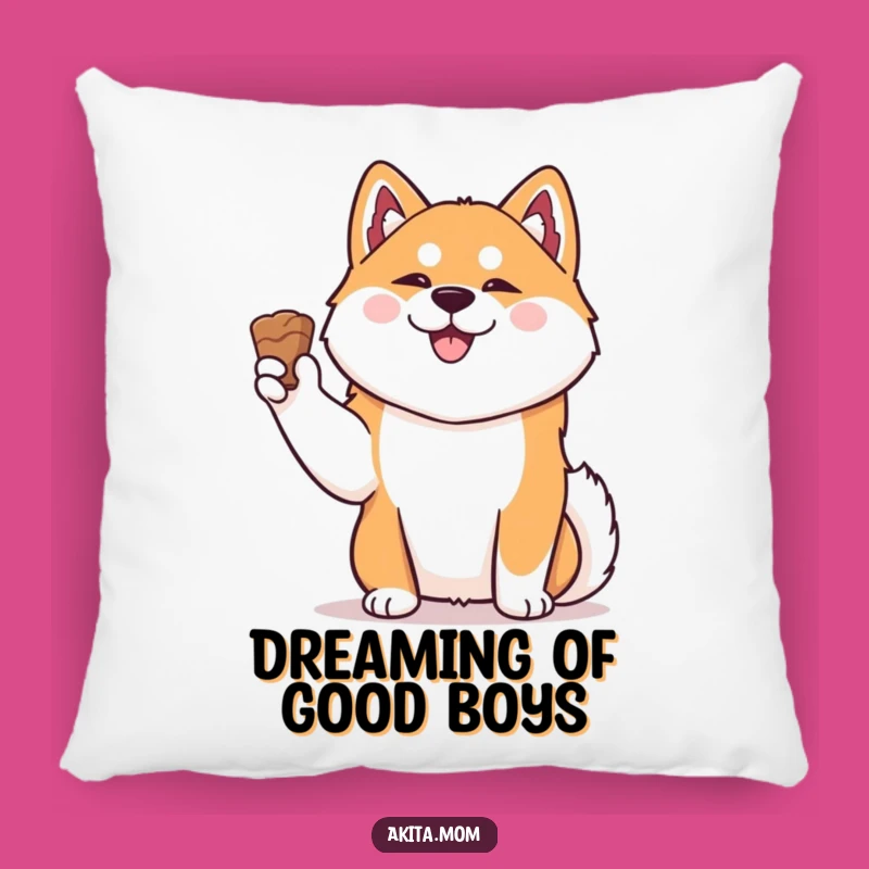 Funny Kawaii Akita Pillow: Cozy Treat Holding Dog Cushion, Adorable & Humorous Gift
