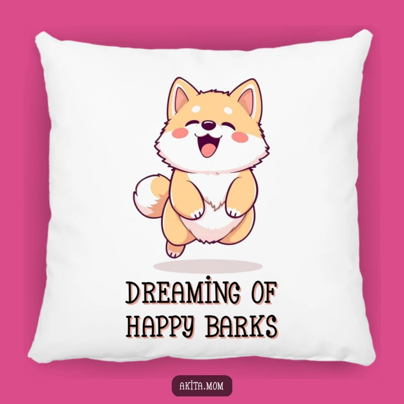 Cozy Funny Kawaii Akita Pillow: Happy Barking Dog Cushion, Perfect Gift for Dog Lovers