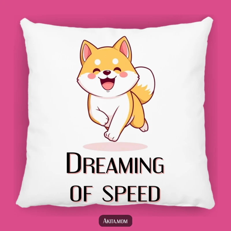 Funny Kawaii Akita Pillow: Energetic Trotter Cushion, Adorable & Humorous Gift