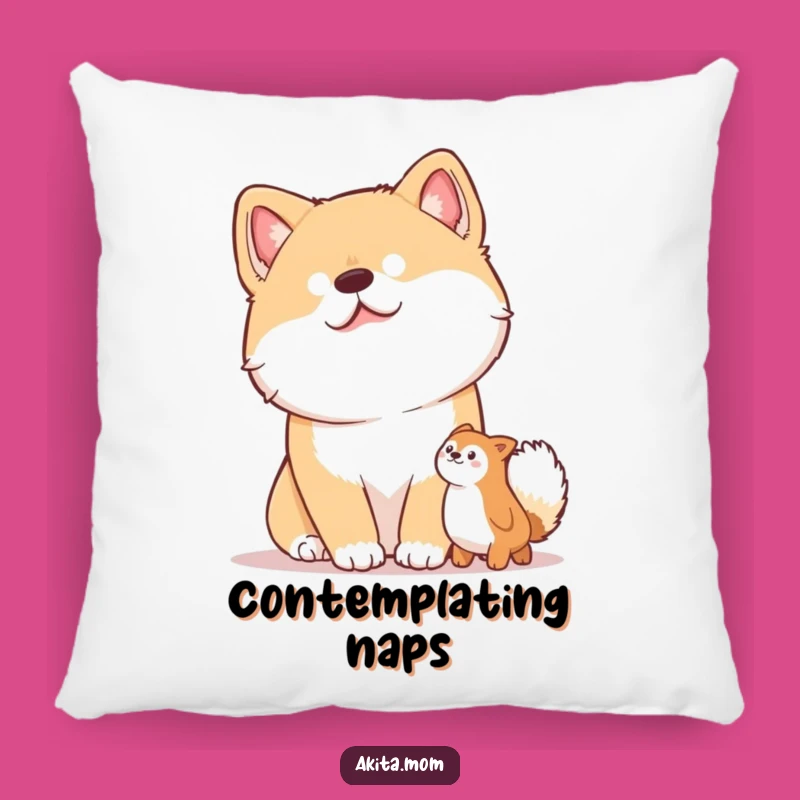 Funny Akita Head Tilt Pillow: Cozy Curiosity Cushion - Cute Gift