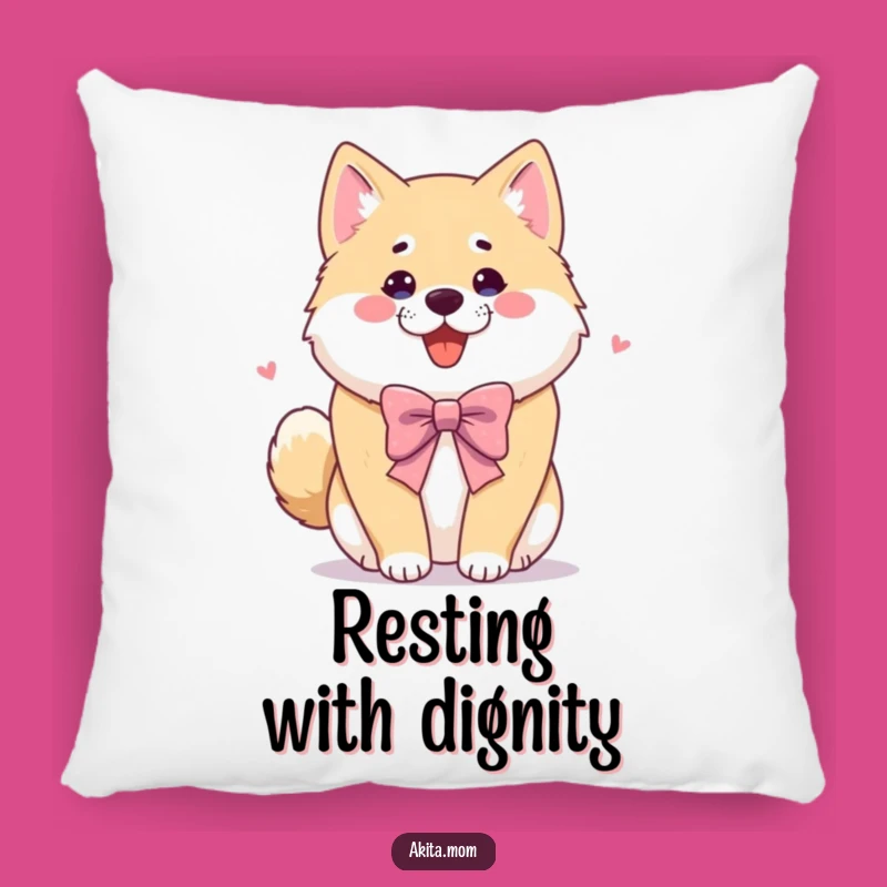 Funny Akita Pillow: Bowing Dog Cushion, Comfy Humorous Home Decor Gift