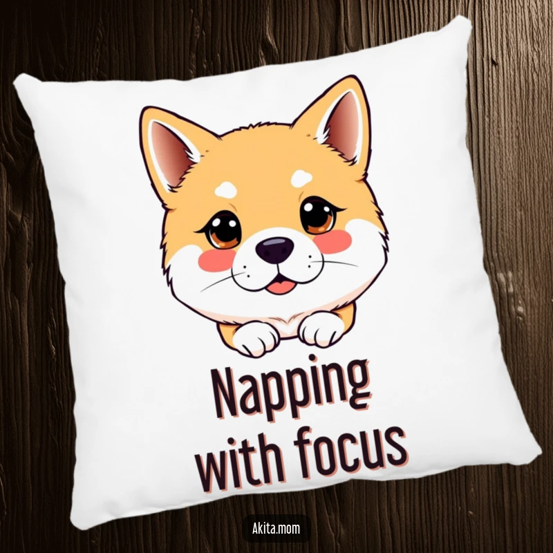 Funny Kawaii Akita dog pillow, showing a bright, attentive gaze, offering comfort and a humorous touch for those who stay alert.