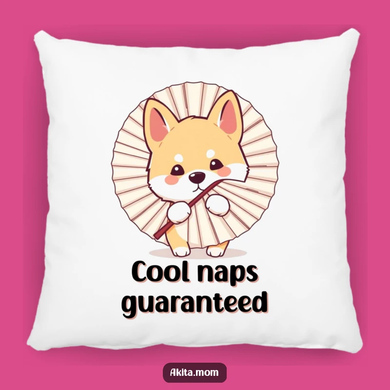 Funny Kawaii Akita Dog Peeking Fan Pillow - Soft Comfort & Cute Humor Accent Gift!