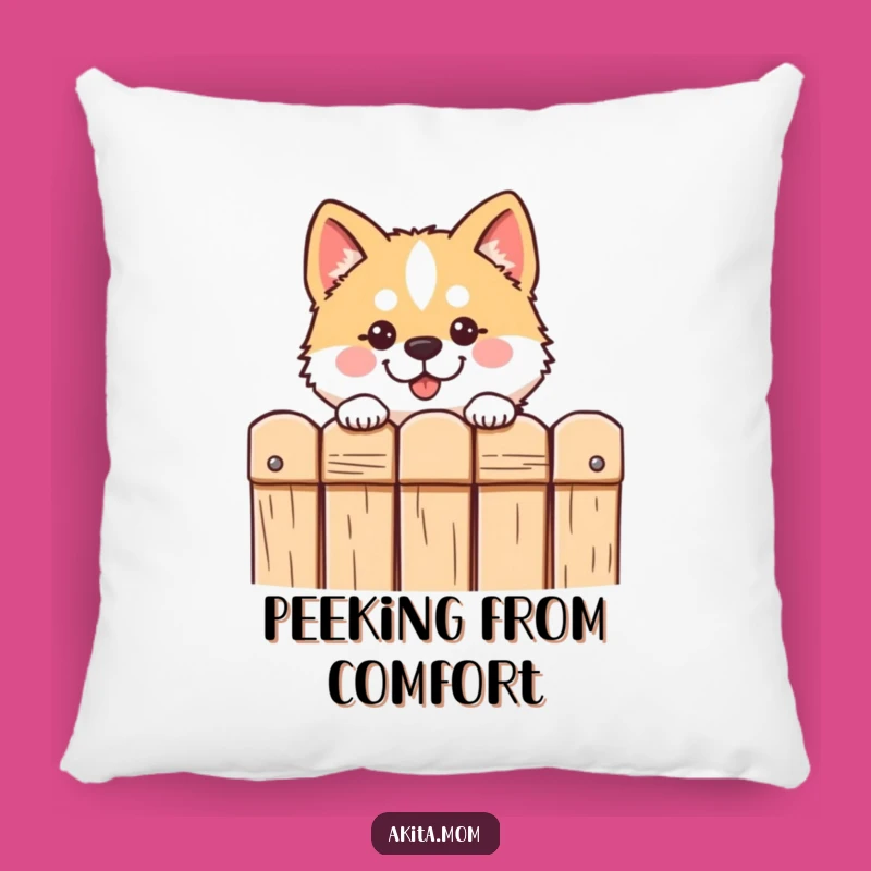 Funny Kawaii Akita Peeking Pillow: Soft & Hilarious Accent for Cozy Spaces