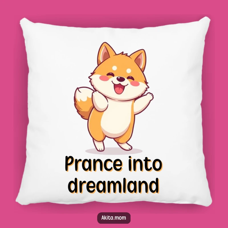 Funny Kawaii Akita Prance Pillow: Cozy Up with Cute Dog Comfort