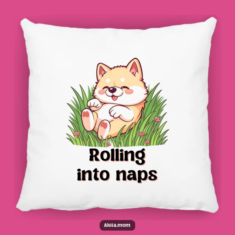 Cozy Funny Kawaii Akita Grass Pillow: Cuddle Up with Playfulness