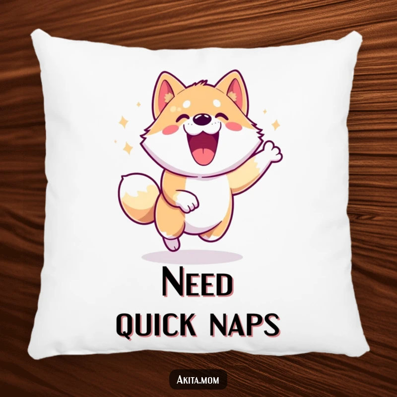 Energetic Akita Zoomie Pillow: An Akita dog performing a happy zoomie, offering comfort and a symbol of pure, funny energy.