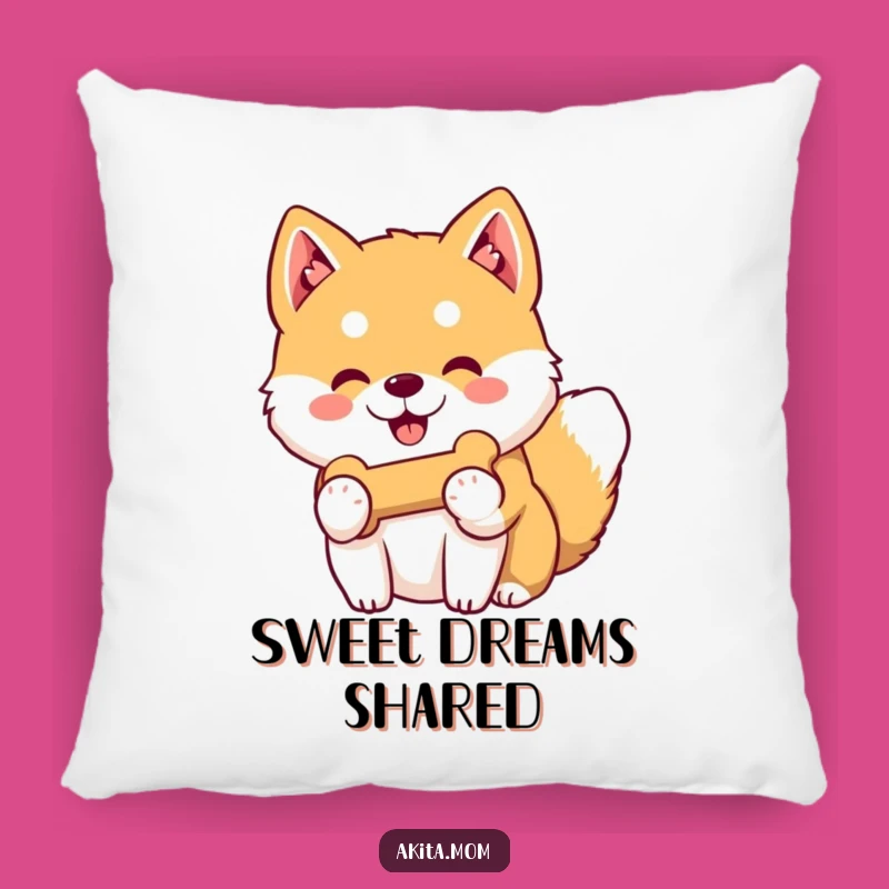 Cozy Funny Kawaii Akita Bone Pillow: Sweet Accent Dog Gift!