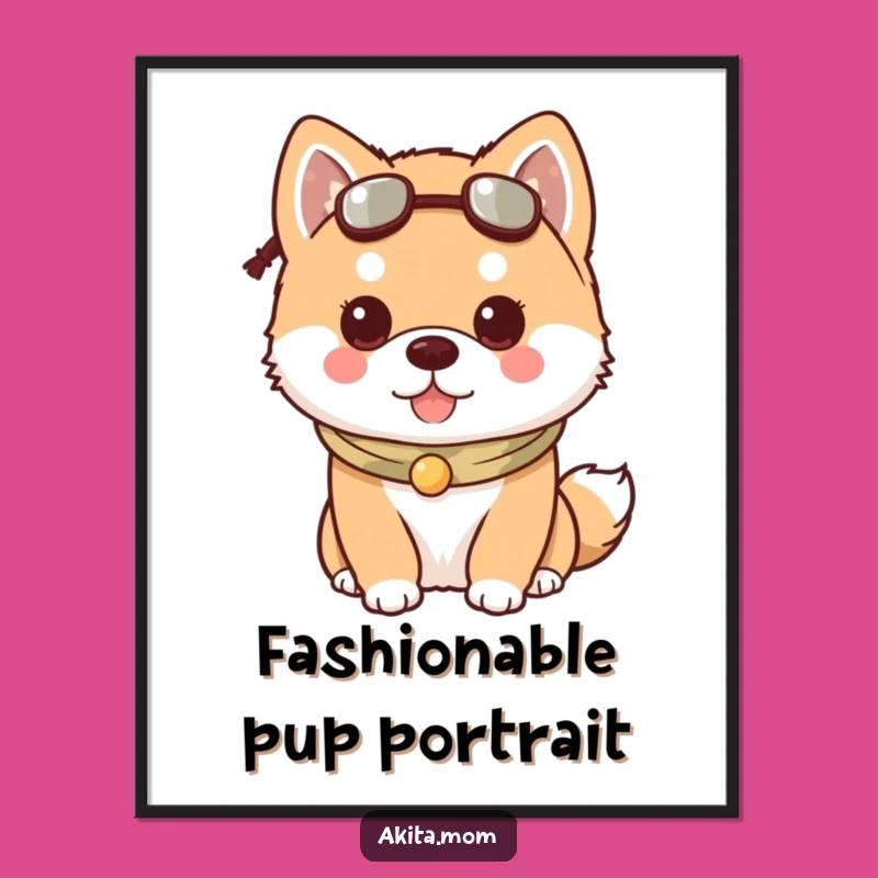 Funny Kawaii Akita Accessory Digital Art: Instant Stylish Print