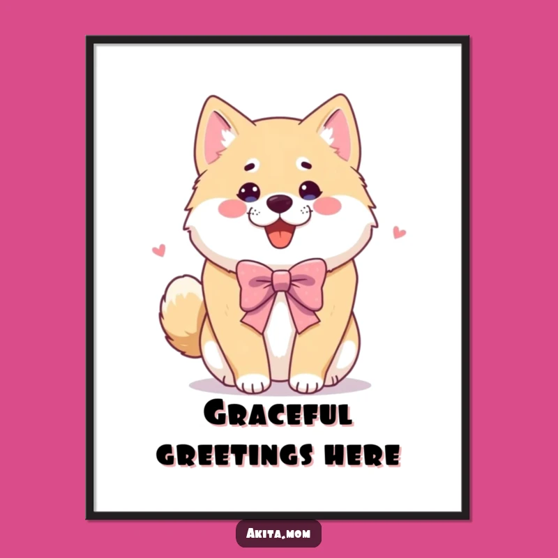 Funny Akita Digital Art: Bowing Dog Download, Humorous Gift for Framing