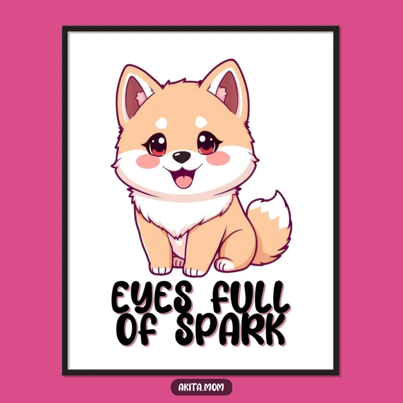Funny Akita Digital Art: Eager Dog Download, Humorous Gift for Framing