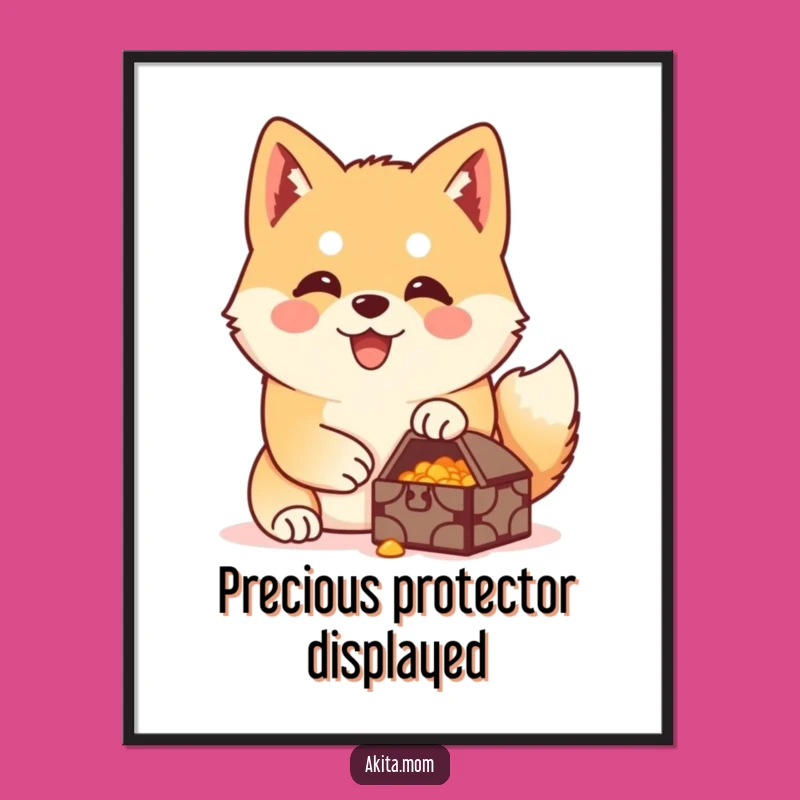 Funny Akita Treasure Guardian Digital Art: Guard Your Walls